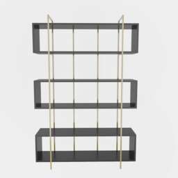 Decorotika Bruti Freestanding Metal Frame Bookcase 180 cm H x 120 cm W x 29,6 cm D Multi Anthracite and Gold 1
