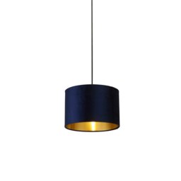 NAVY VELVET DRUM SHADE & GOLD INNER (D30cm)