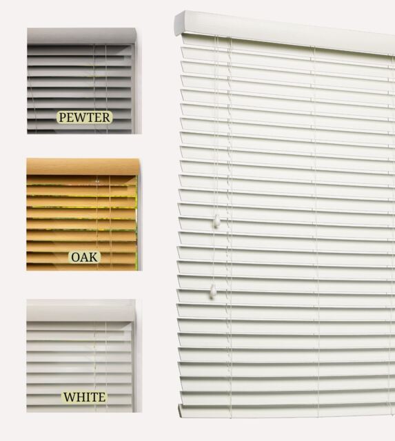 Lister Cartwright 50mm Woodgrain Fauxwood Venetian Blinds Windows Easy Fit Child Safety (White, 135 cm Width x 120 cm Drop)