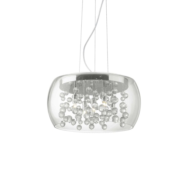 Audi 5 Light Small Blown Glass Bubbles Ceiling Pendant Chrome, G9