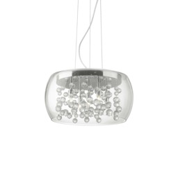 Audi 5 Light Small Blown Glass Bubbles Ceiling Pendant Chrome, G9