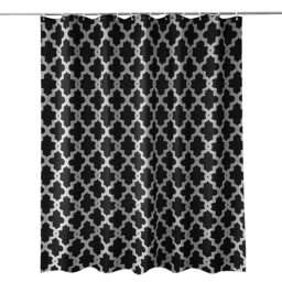 Trellis Black Polyester Shower Curtain with 12 Hooks - 180x180cm