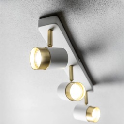 CGC ORIO 3-Light Adjustable GU10 Ceiling and Wall Spot Light Bar White and Brushed Gold Multi White and Brushed Gold height: 12 cm, width: 43 cm, depth: 5.5 cm