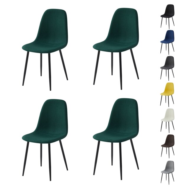 Set of 4 Teddy Faux Fur Stitched Design Dining Chairs Green Bella by MCC