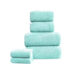 Waffle Pure Cotton Face Towels Super Soft and Absorbant Blue Duck Egg Face cloth 1