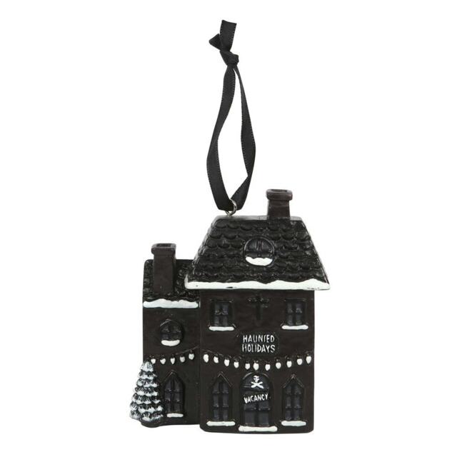 Something Different Haunted Holiday Resin House Christmas Decoration - Black/White - One Size