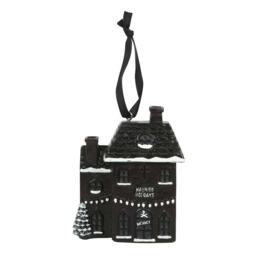 Something Different Haunted Holiday Resin House Christmas Decoration - Black/White - One Size