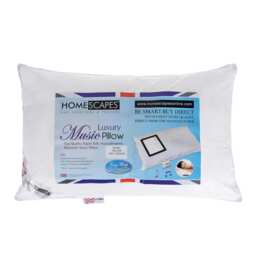 "Homescapes Super Microfibre Music Pillow with Speakers - Soft/Medium White 48cm x 74cm (19"" x 29"")"