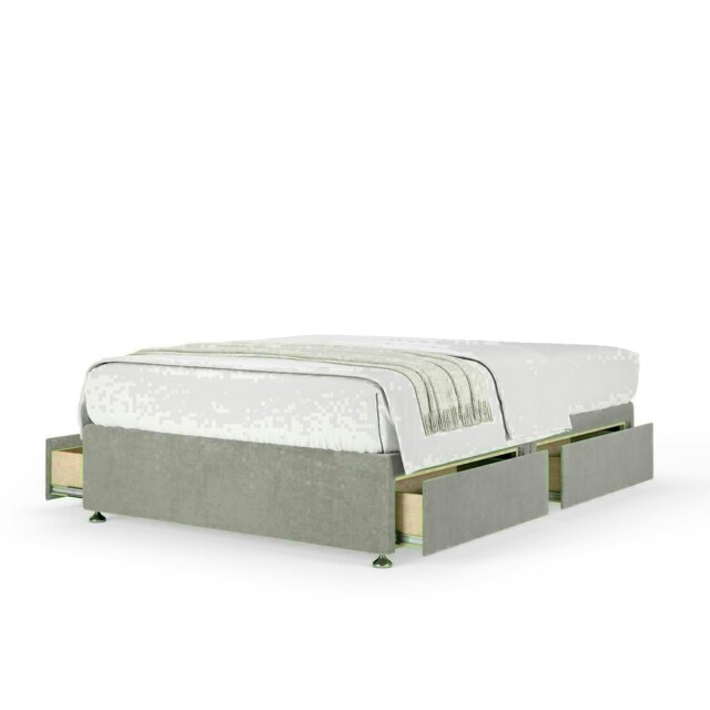 Seal Grey Naples Velvet 4 Drawer Divan Base Small Double