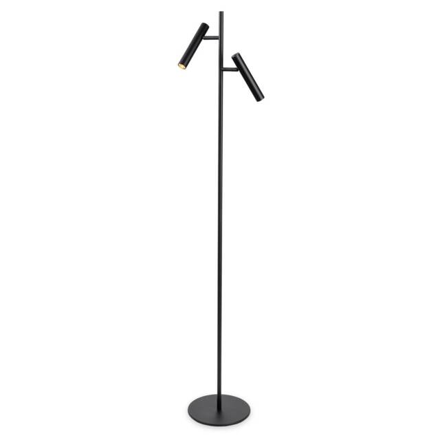 Aspen Floor Lamp Black 2x6w LED 708lm 2700K Push Button Dimmer