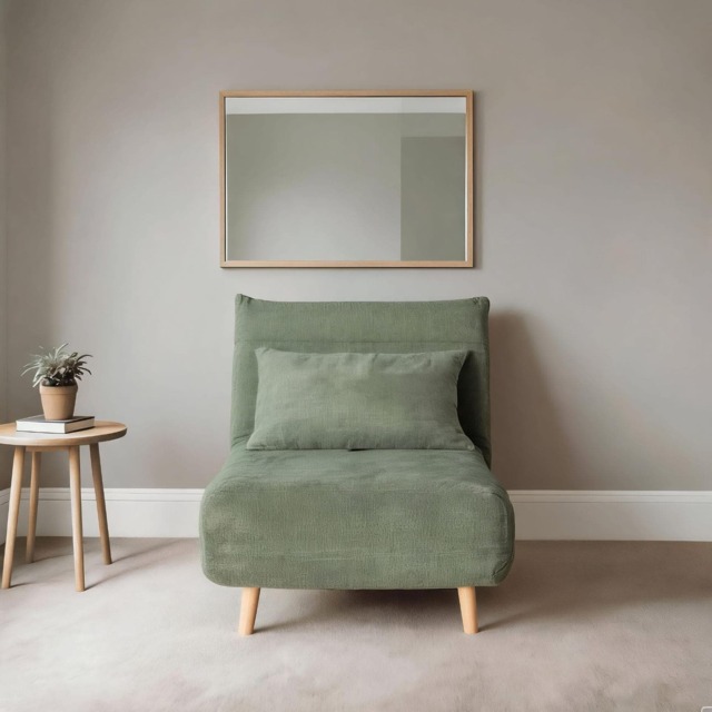 Single Clic Clac Sofa Bed Sleeper Couch Upholstered Living Furniture Green Green Chair