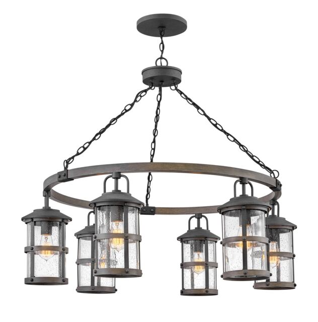 Hinkley Lakehouse Outdoor Pendant Ceiling Light Aged Zinc with Driftwood Grey, IP44