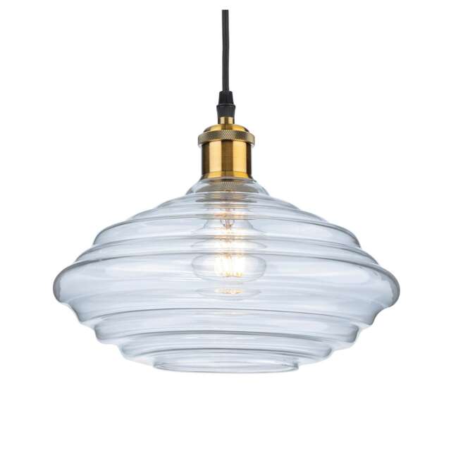 Logan Dome Pendant Light Antique Brass with Clear Glass