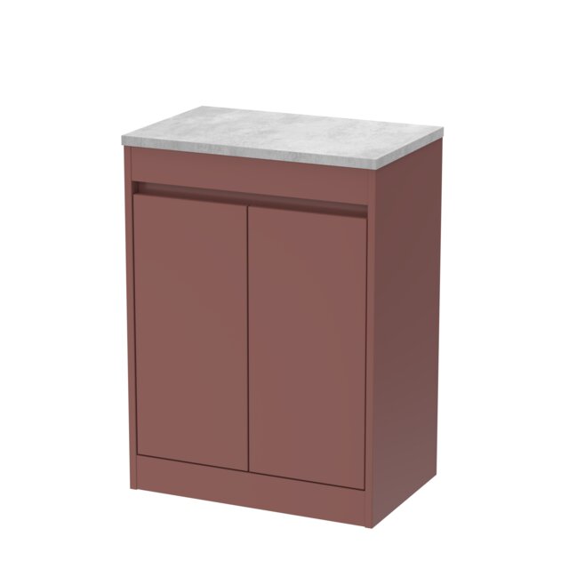 Balterley Chartley 2 Door Vanity Unit with Bellato Worktop, 600mm, Smoked Red