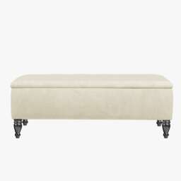 Lisbon Plain 150cm Ottoman Storage Bench - Plush Velvet Shoe Bench - Cream Upholstery Footstool with Storage