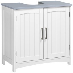 kleankin Pedestal Under Sink Cabinet, Bathroom Storage Vanity Unit, White White White