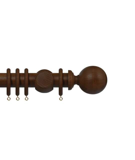 Premium 35mm Wooden Curtain Pole Set - Dark Oak 240cm Brown Dark Oak