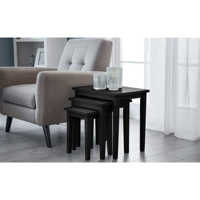 Premium Wooden Black Nest of Tables Black Black