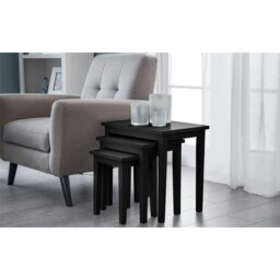 Premium Wooden Black Nest of Tables Black Black
