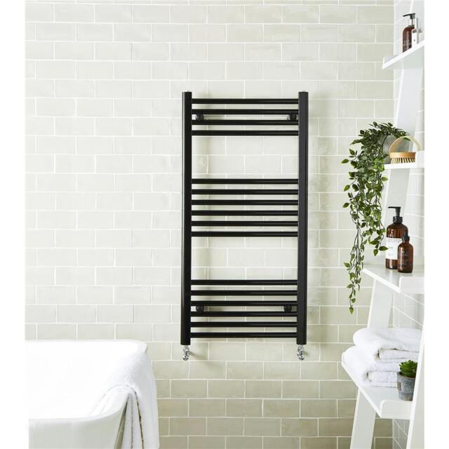 800mm (H) x 400mm (W) - Vertical Black -22mm - Bathroom Towel Rail - (Clifton Rail) -(0.8m x 0.4m) (TP)
