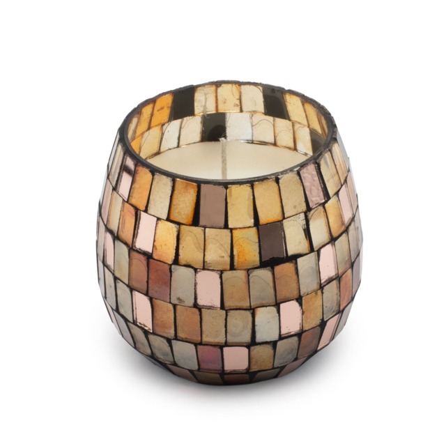 Serenityy Bronze Mosaic Glass Candle - Earthy Feel. 35Hrs