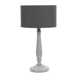 ValueLights Victoria Grey Wood Table Lamp Charcoal Shade and Bulb