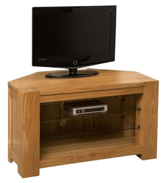 Kuba Solid Oak Corner TV Unit with Storage