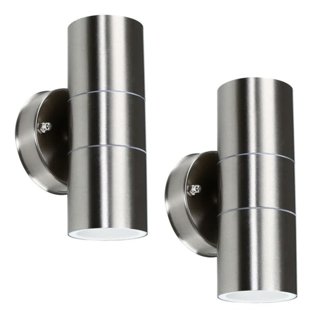 ValueLights Gainsford Up Down Pair of Chrome Outdoor Wall Light