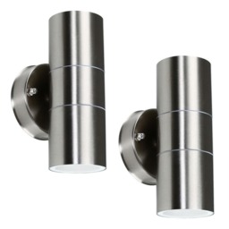 ValueLights Gainsford Up Down Pair of Chrome Outdoor Wall Light