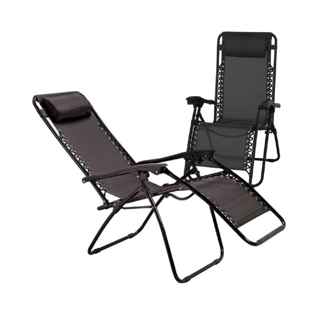 2 X Zero Gravity Chairs Garden Reclining Recliner Relaxer Sun Lounger