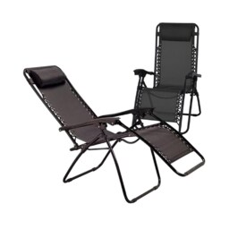 2 X Zero Gravity Chairs Garden Reclining Recliner Relaxer Sun Lounger