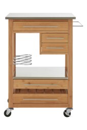 Interiors By Premier Sturdy Bamboo Four Drawer Kitchen Trolley, Compact Design Kitchen Trolley For Guests, Multi Tier Trolley