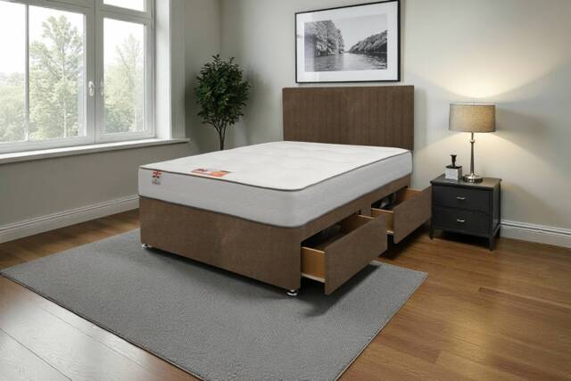 "Emily Naples Bed Set With Mattress, 2 Drawers Same Side & 24""Headboard"