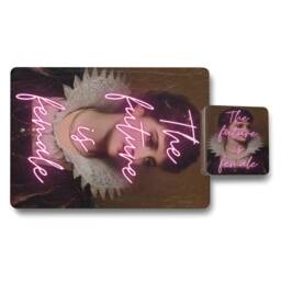 Set Of 12 Placemats And Coasters With Designer Artwork And Wood Bottom