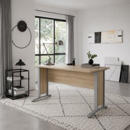 Prima Desk 150cm in Oak with Silver Grey Steel Legs
