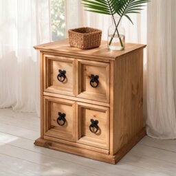 Mercers Furniture Corona 2x2 CD Unit 2 Drawer Storage Tower Solid Wood Pine Wooden with Mexican Styling Unit