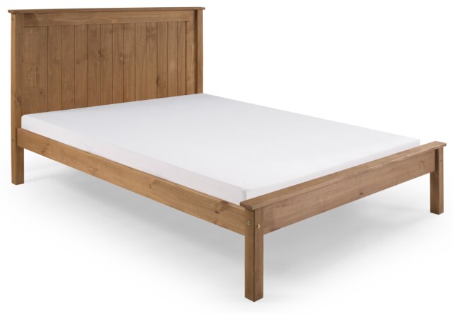 3ft Single Waxed Pine,Wood,Wooden Low Foot End,Solid Panel Bed Frame.Shaker Style Clear Pine Single