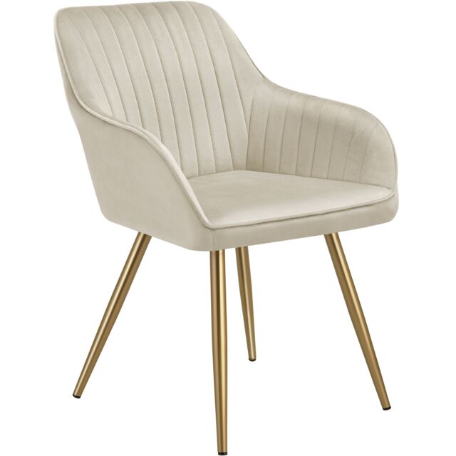 Dining Chair Marilyn - quilted velvet, continuous backrest, gold steel legs Cream cream/gold One Size 1