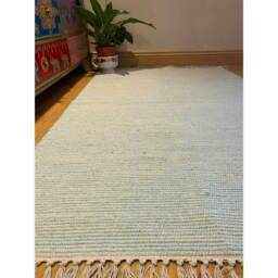 Hush Hand Loomed Soft Rug in Muted Colours - Cotton - L120 x W180 cm - Duck Egg Blue Multi