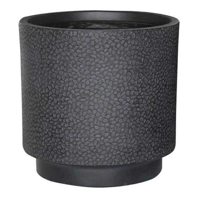 Hammered Stone Black Cylinder Planter, Outdoor Plant Pot D45 H45 cm, 62.4 ltrs Cap.