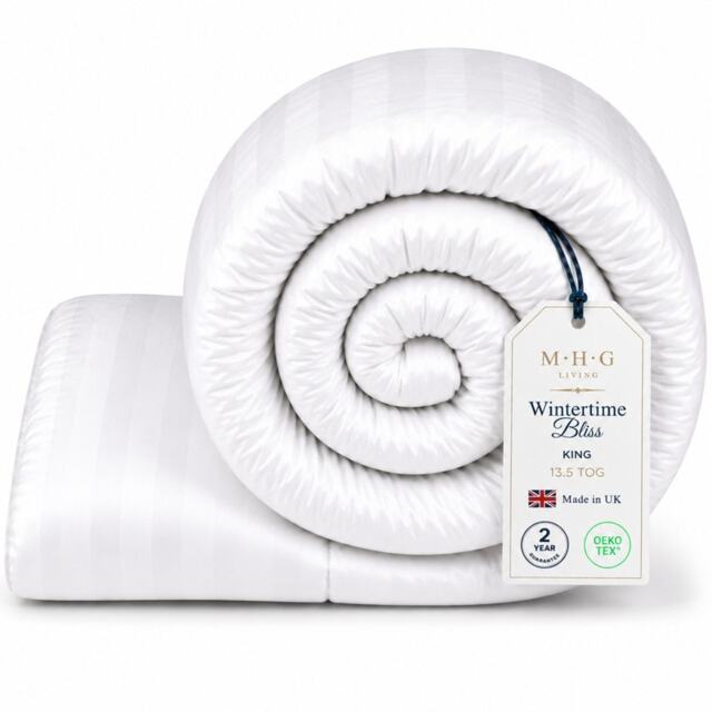 MHG Living Heavy 13.5 Tog Winter Duvet – Extra Warm Hollowfibre Quilt for Cold Nights White King