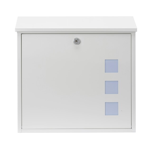 Burg-Wachter Aire Wall Mounted Galvanised Steel Lockable Weatherproof Post Box - 37x37x11cm White