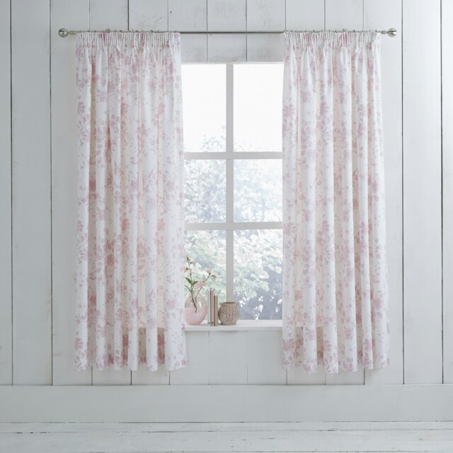 Charlotte Thomas Amelie Pink Pencil Pleat Curtains 168 x 183cm