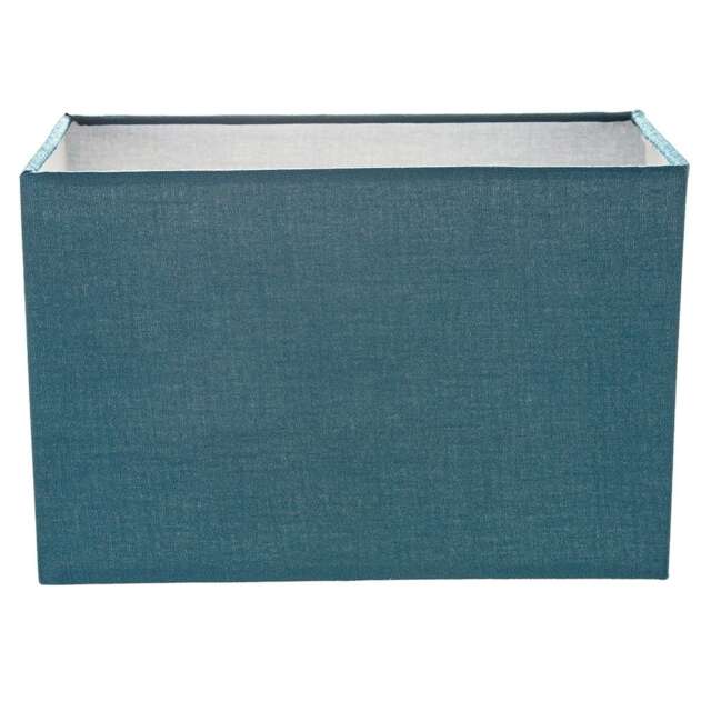 Contemporary and Stylish Vivid Teal Linen Fabric Rectangular Lamp Shade Blue Teal 1