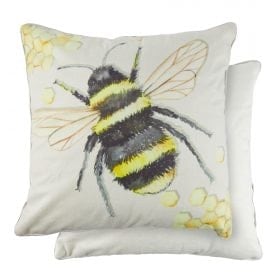 Animal Watercolour Printed Cushion 43cm x 43cm Bumble Bee Grey Grey