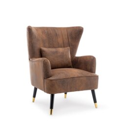 Faux Leather Suede Brown Camila Accent Chair