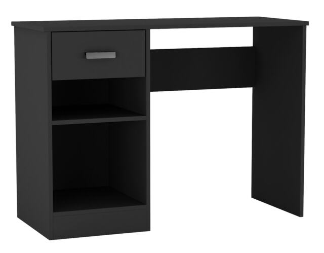 1-Drawer Wooden Desk with Storage Black 1