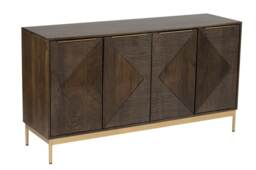 Zaine Carving 4 Door Sideboard - Mango Wood - L40 x W138 x H76 cm - Dark Finish - Fully Assembled Brown
