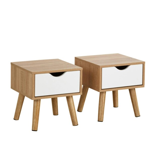 Bedside Cabinet Oak White 1 Drawer Bedroom Side Table For Storage Wooden Legs