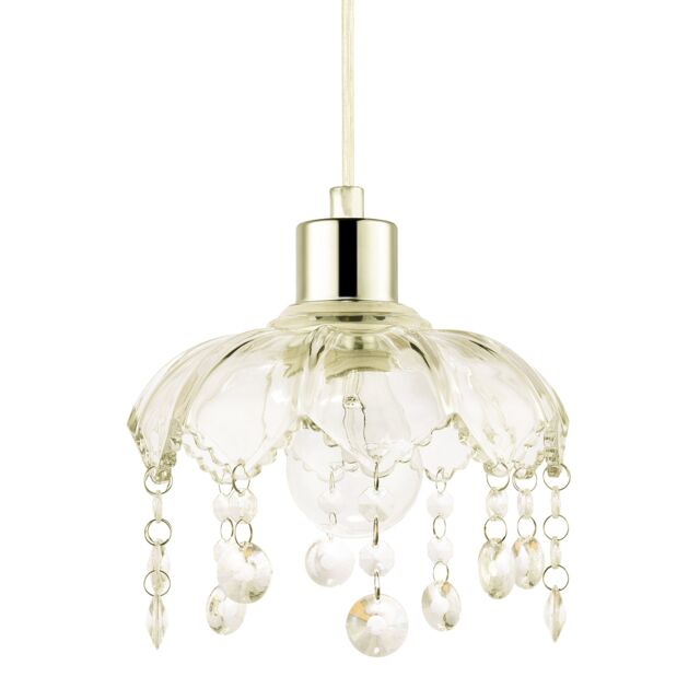 Traditional and Shabby Chic Clear Glass Easy Fit Pendant Lamp Shade Clear Transparent 1